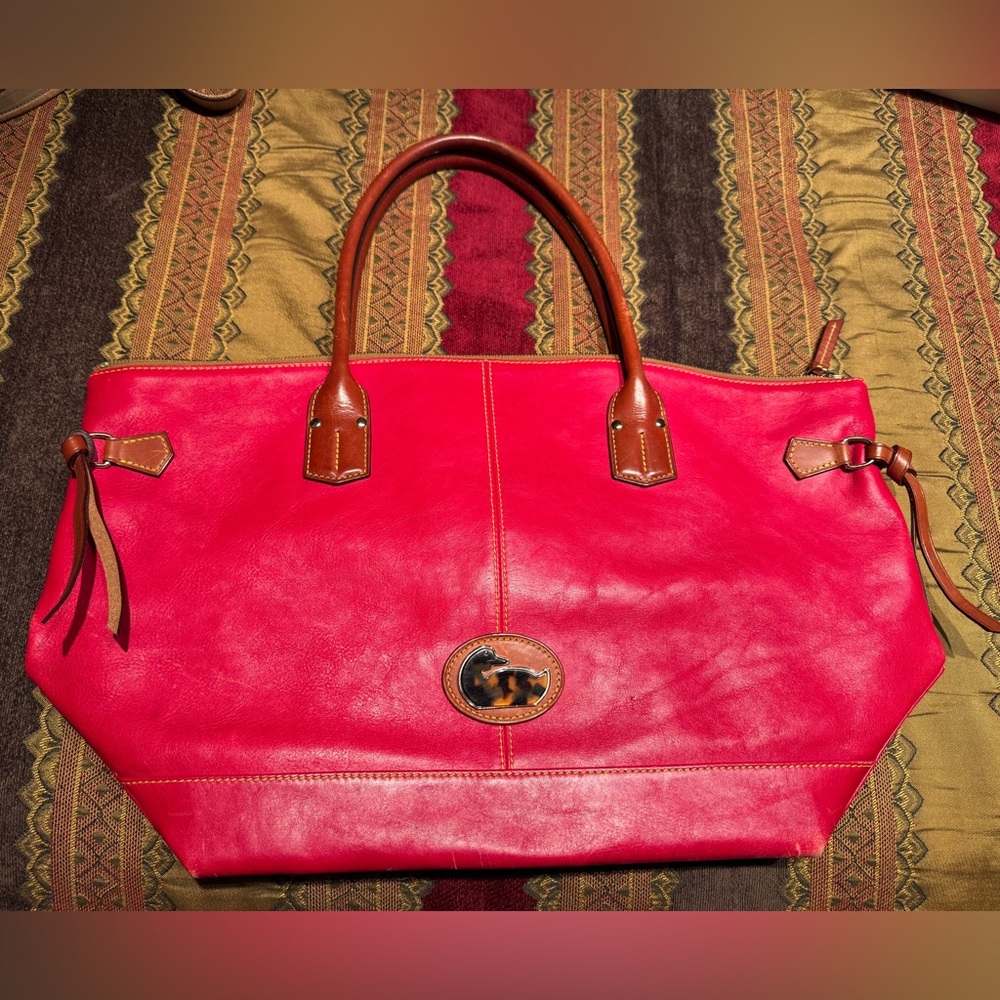 Large red dooney and bourke leather tote purse